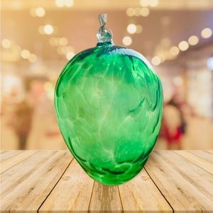 Green Mouthblown Glass Egg Christmas Ornament